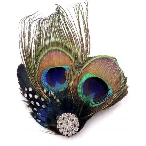 Pinces &Agrave; Cheveux En Plumes De Paon, Bijou De T&ecirc;te Plume, Accessoires Pour Cheveux En Plumes De Paon, 1920s Bandeau Plume, Accessoire Pour Femme Des Ann&eacute;es 20, Pour Carnaval, Halloween (Couleur B) - Neuf