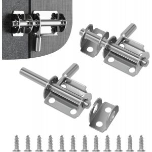 2 Pcs Verrous de Porte Coulissants en Acier Inoxydable loquets,Loquet de Porte,Boulon à Glissière,Verrou de Porte à Boulon Coulissant pour Salle de Bain,Toilettes,Jardin,Abri de Jardin - Neuf