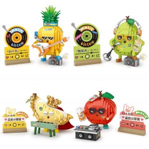 Lot De Mini Blocs De Construction Pour F&ecirc;te Aux Fruits, Collection De Briques Mignons, Jouets De Construction, Style Hip-Hop, D&eacute;coration D'Int&eacute;rieur (4 En 1) - Neuf