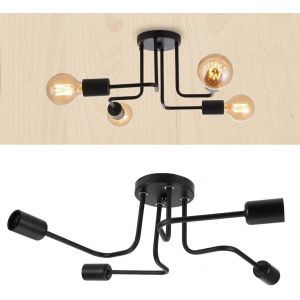 Kal-Luminaire Plafonnier Industriel À 4 Flammes, Vintage Rétro Lumière Plafond, Moderne Lampe Suspension Semi-Encastrée, Pour Salon Chambre À Coucher Salle À Manger Couloir Bar Sans Source Lumineuse - Neuf