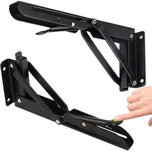 Lot de 2 supports pliables robustes de 440 mm, support mural noir pour garage, cuisine, bureau, chambre à coucher, étagère murale pliable - Neuf