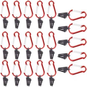 Lot De 20 Clips De Fixation Coupe-Vent Rouges Pour Tentes De Camping, Pour Articles Ménagers Fixes - Neuf