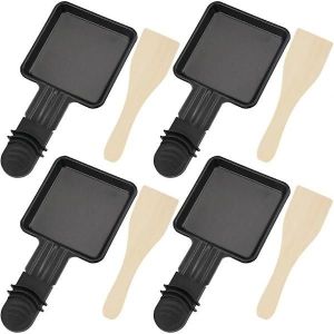 4ème Raclette BARBECUE Coupe et 4e Spatlar en Bois Raclette Polon Raclette-Grill antiadhésif en Fonte Revêtement Mini Grilloir avec Poignée Isolée - Neuf