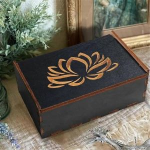 Porte-Cartes De Tarot Vintage En Bois Bibelot Bo&icirc;te &Agrave; Bijoux E - Neuf