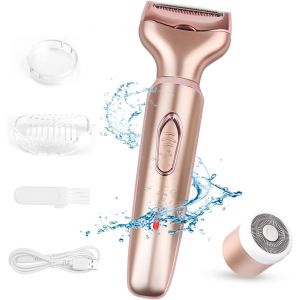 EPKH-Rasoir &eacute;lectrique Femme 2 en 1 rasage &agrave; sec et humide pour visage bras jambes aisselles zone intime et maillot portable &eacute;tanche et indolore rasoir &eacute;lectrique avec recharge USB - Neuf