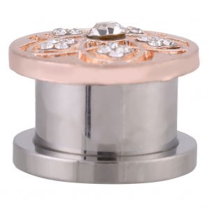 1 Piercing Tunnel D'oreille Creux En Acier Inoxydable Avec Strass (14 Mm) - Neuf