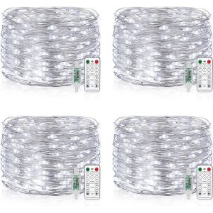 Guirlande Lumineuse,Lot De 4 Usb Fairy Lights 10m 100 Led 8 Modes Minuteur Etanche Lumière Avec Télécommande Pour Chambre Mariage Soirée Jardin.[E75] - Neuf