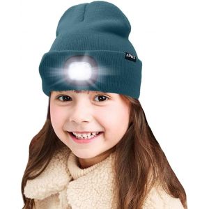 Enfants Led Casquette De Bonnet &Eacute;clair&eacute;e, Lampe Frontale Rechargeable Par Usb Chapeaux De Nuit En Tricot D'hiver Plus Chauds Lumi&egrave;re Cadeaux No&euml;l Pour Gar&ccedil;ons Filles - Neuf