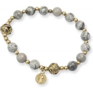 Eryi-Store Bracelet Chapelet En Perles De Pierre De Avec Séparateurs En Métal Et Médaille Catholique - Bijou De Poignet Durable Et Élégant - Neuf