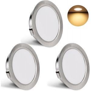 ERYI-Set De 3 Spot Led Encastrable 230V 3W 3000K Blanc Chaud, 15Mm Extra Plat Spots De Plafond 300Lm Découpe Du Plafond 55-58Mm, Ip44 Spot Salle De Bain, Nickel Brossé - Neuf
