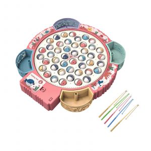 Jouet de p&ecirc;che rotatif pour enfants, jouet de p&ecirc;che magn&eacute;tique &eacute;ducatif, jouet d'entra&icirc;nement &agrave; la coordination ?il-main pour les f&ecirc;tes d'int&eacute;rieur-Rouge 45 - Neuf