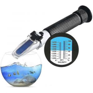 R&eacute;fractom&egrave;tre De Salinit&eacute; Pour Aquarium D'eau De Mer Et De Pisciculture Marine 0-100 Ppt - Double &Eacute;chelle (1.0 &Agrave; 1.070 S.G.) - Compensation Automatique De La Temp&eacute;rature - Neuf