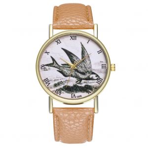 Montre-Bracelet A Quartz Avec Cadran Retro, Unisexe Et Decontractee, Pour Hommes Et Femmes - Beige - Neuf