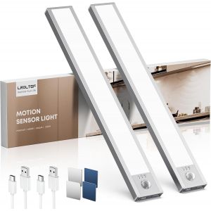 ERYI-Lampe Placard Sans Fil Rechargeable Cuisine Sous Meuble - 21Cm 1500Mah 6500K Reglette Led Lumiere Armoire Dimmable Avec Detecteur De Mouvement Interieur Pour Escalier Dressing | 2 Pack - Neuf