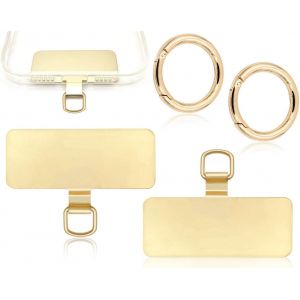 Patch Pour Lani&egrave;re De T&eacute;l&eacute;phone, Lot De 2 Patins De Cha&icirc;ne De T&eacute;l&eacute;phone Portable Et 2 Fermoirs &Agrave; Ressort, Crochet De Lani&egrave;re Universel Pour &Eacute;tui De T&eacute;l&eacute;phone Portable (Or) - Neuf