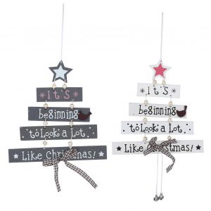 Lot de 2 Pendentifs en Bois Ornements d'Arbre de No&euml;l Ornement de Bois d'Artisanat pour la Maison de Mur F&ecirc;te de No&euml;l D&eacute;coration - Neuf