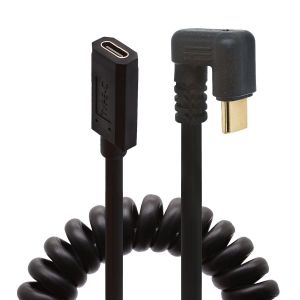 C&acirc;ble USB C spiral&eacute; &agrave; ressort, angle de 180 degr&eacute;s, en forme U 3.1 m&acirc;le vers femelle 3 A, d'extension charge donn&eacute;es rapide, compatible avec vid&eacute;o/ordinateur /station d'accueil 4K (1,8 m&egrave;tre) - Neuf