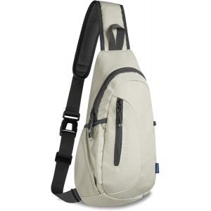 Kalanka-Canvas Small Sling Bag Lightweight Crossbody Bag For Women Rucksack For Men Running Backpack Travel Chest Pack Daypack Shoulder For Gym Work Hiking Outdoor Sports Light Grey - Neuf