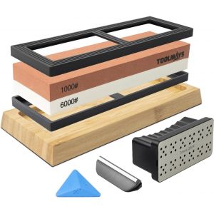 Pierre A Aiguiser, 3000/8000 Pierre Affuter Japonaise Avec Base En Bambou Antidérapante, Support En Silicone, Guide D'angle Et Pierre À Aplatir Double Face, Pierre Affutage Pour Couteaux - Neuf