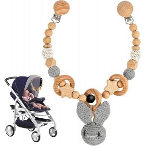 Subzonal-Chaîne De Poussette En Bois,Bébé Jouet De Poussette,Chaîne De Landau En Bois,Attache Jouet Pour Poussette,Jouet De Poussette Fille Garçon,Chaîne De Poussette Pour Bébés Et Jeunes Enfants - Neuf