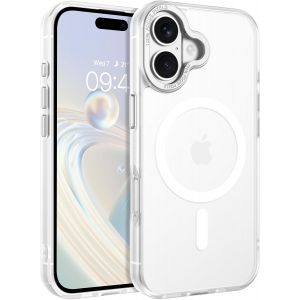 NSIECD-Coque Magn&eacute;tique pour iPhone 17, 6,3 Pouces, Compatible avec MagSafe, Etui Translucide Mat Arri&egrave;re Housse Fine Antichoc Case, Blanc - Neuf
