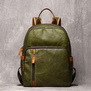 Sac &Agrave; Dos Vintage En Cuir V&eacute;ritable Pour Homme, Premi&egrave;re Couche, Cuir De Vachette, Voyage, Loisirs, Coll&egrave;ge, Sac D'&Eacute;cole, Cartable - Neuf