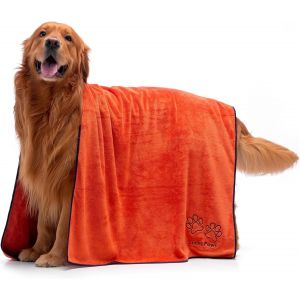 Jgd-&reg; Serviette Chien Super Absorbante &iquest; Serviette Pour Chien Xl 140x70cm, Microfibre Ultra Douce, S&eacute;chage Rapide, Serviettes Artisanales De Qualit&eacute; Pour Chiens (Lot De 1, Ambre) - Neuf