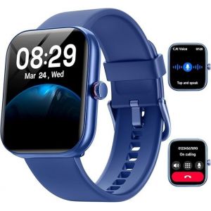 Montre Connect&eacute;e Homme pour Samsung,iPhone,Android,1.91"" Montre Connect&eacute;e Femme avec Appel Bluetooth,Voix de l'IA,Alexa int&eacute;gr&eacute;e,Smartwatch Moniteur de SpO2,Sommeil,Podometre,Calories,IP68-Bleu - Neuf