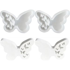 Lot De 2 Moules En Silicone En Forme De Papillon - Grands Moules En Pl&acirc;tre Pour Couler - Moule En Pl&acirc;tre - Papillon - R&eacute;sine &Eacute;poxy - Moules En B&eacute;ton - Plateau De Moulage Pour Bougies Chauffe-Plat - Neuf