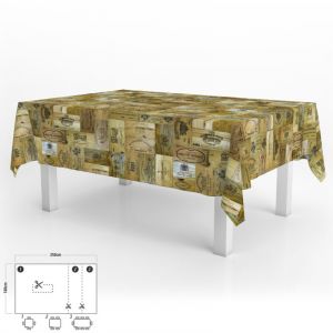 Mantel Hule Rectangular 140 X 250 Cm. Tablones Vino - Neuf