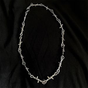 Collier Cadenas Robuste En Métal, Collier En Fer À Épines, Chaîne Unisexe, Hip-Hop, Harajuku, Punk, Gothique, En Alliage, Collier En Fil De Fer Barbelé - Neuf