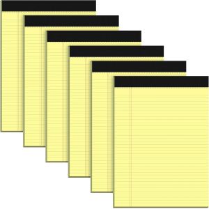 Asfasfq-Lot De 6 Blocs-Notes A4 En Papier Ligné A4 - Imprimé Double Face - Papier Jaune - 30 Feuilles Par Bloc Ligné - Pour L'école, La Maison, Le Bureau - Neuf