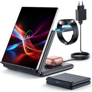 KALANKA-Chargeur sans Fil pour Station de Charge Samsung : Pliable 3 en 1 pour Samsung Watch, Noir - Neuf