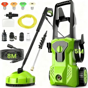 VornixorSarlshopNettoyeur Haute Pression, 2000W Moteur Brushless, Pression 160 Bars, D&eacute;bit 500 L/h, Nettoyeur Haute Pression avec Tuyau de 8M, Lance Longue, Filtre &agrave; Eau, 4 Buses, Pour Maison, Jardin - Neuf