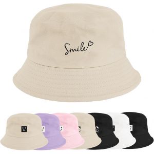 Chapeaux De Seau Visage Souriant Femme Homme,Bob En Coton De Soleil Anti-Uv Chapeau De Pêcheur Pliable Été Unisexe Bucket Hat 56-58cm.[Z1460] - Neuf