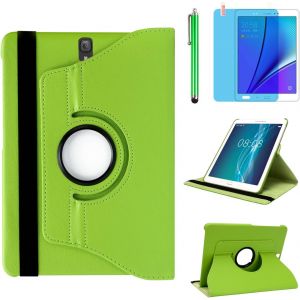 Case Cover For Samsung Galaxy Tab S3 9.7 Inches 2017 (Sm-T820 Sm-T825)-360 Degree Rotation Full Protection Kickstand Case Cover With Pen Screen Film (Green) - Neuf