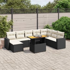 Prolenta Premium - Salon De Jardin 9 Pcs Avec Coussins Noir R&eacute;sine Tress&eacute;e - Neuf