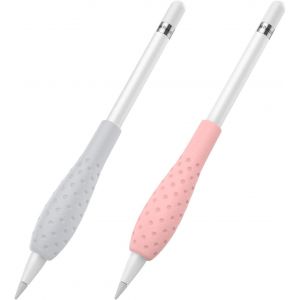 Lot de 2 &eacute;tuis de Protection ergonomiques en Silicone compatibles avec Apple Pencil 1&egrave;re/2&egrave;me g&eacute;n&eacute;ration, Gris et Rose - Neuf