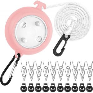 KALANKA-Corde &agrave; linge r&eacute;tractable de 10 m, durable et portable pour camping, voyage, corde &agrave; linge r&eacute;glable avec 20 clips et 10 crochets pour une utilisation en int&eacute;rieur/ext&eacute;rieur dans le jardin ou - Neuf