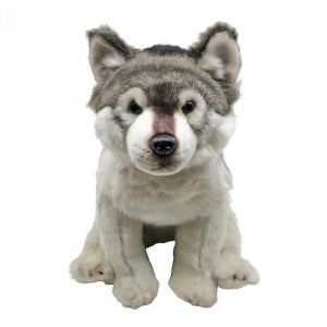 Jouet en peluche de chien husky de loup gris - Neuf