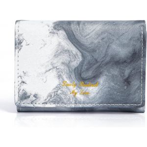 CAUC-Portefeuille Femme, Bifold Court Porte Monnaie Femme, Confortable Doux Cuir Porte Feuille Femme avec Beaucoup de Fentes pour Cartes (Gris) - Neuf