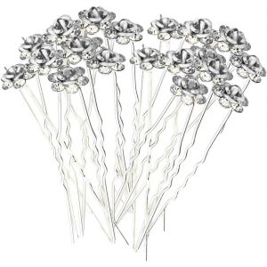 Argent Barette Cheveux Avec Strass Rose Design Fleur & Strass Mariage Noces Clips Pour Femmes & Filles Tout Type De Cheveux - Argent, 10 - Neuf