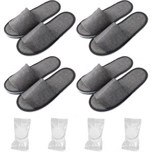 Kalanka-Pantoufles Hotel, Chausson Hotel Jetable, Chaussons Invités, Spa Pantoufles, Chaussons Invités Pour Hommes Et Femmes, Pour Hôtels Et Spa, Voyage, Taille Universelle, 4 Paires, Bout Ouvert - Neuf