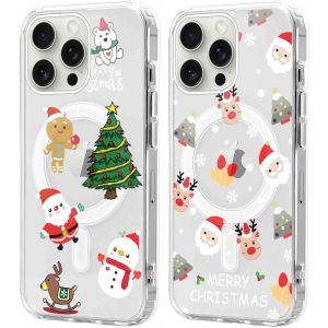 SJZG-2 Pi&egrave;ces No&euml;l Coque Magn&eacute;tique Pour Iphone 16 Pro Max 6,9'', Etui En Motif Dessin Cadeau De No&euml;l Compatible Avec Magsafe, Housse Christmas Silicone Bumper Cover Pour Iphone 16 Pro Max, No&euml;l 02 - Neuf