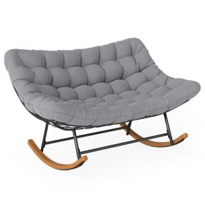 Chaise De Jardin À Bascule 2 Places Costway, Causeuse Surdimensionné En Métal Charge 320kg Avec Coussin Pour Véranda Jardin Chambre - Neuf