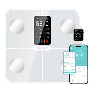 Healthkeep Balance P&egrave;se Personne Balance Connect&eacute;e Imp&eacute;dancem&egrave;tre Avec Affichage Va 15 Donn&eacute;es Corporelles Et Fr&eacute;quence Cardiaque Pour App Andriod Et Ios Max. 180kg/400lb, Blanc - Neuf