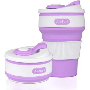 Eryi-Pliable Tasse À Café Coque En Silicone Avec Couvercles (350 Ml, Sans Bpa Tasse À Café Réutilisable), Portable Café De Transport Pliable Tient Dans Votre Poche Ou Votre Sac - Neuf