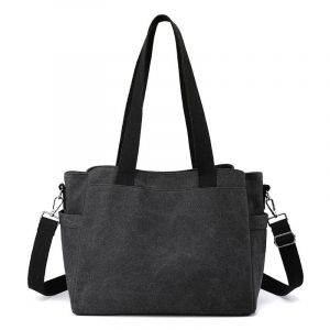 (Noir) 1 pi&egrave;ce sac &agrave; main sac messager en toile pour femme, sac fourre-tout &agrave; compartiments multiples portefeuille, sac &agrave; bandouli&egrave;re simple sac fourre-tout d&eacute;contract&eacute; polyvalent - Neuf