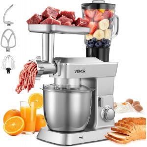 NouvelHorizonstore-Robot P&acirc;tissier et Culinaire 4,3 L, Batteur sur Socle 1300 W avec Fonction Hachoir &agrave; Viande et Blender de 1,5 L, Batteur Mixeur 6 Vitesses avec Pulse, Bol en Inox, M&eacute;lange Fouettag - Neuf