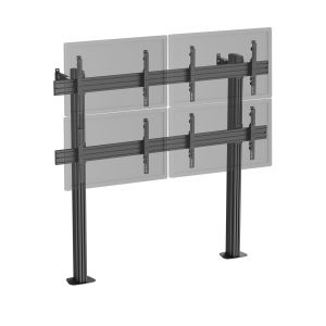 Support TV sur pieds - mur d'images 4 &eacute;crans 45''- 55'' hauteur 175cm &agrave; visser noir - Neuf
